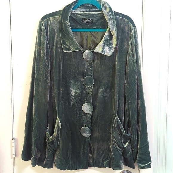 Vintage Jackets & Blazers - Euc Vintage Silk Velveteen Big Button Jacket sz XL AMAZING 90s!